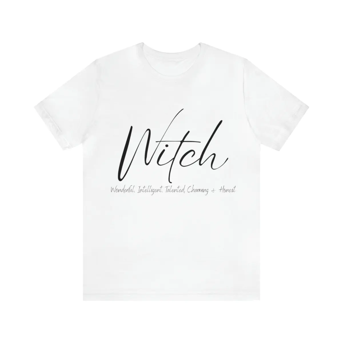 Printify Unisex Cotton Witch Short-Sleeve T-Shirt - Classic Round Crew Neck, Retail Fit, Tear-Away Tag Menswear Casual Top, Shortsleeve, 2Xl, 3Xl, Graphic