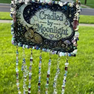 Handmade Crystal Suncatcher | Amethyst Gemstone Window Hanging | Moonlit Fawn Decor | One Of A Kind | Home Decor | Infant Child Baby Gift | Memorial and Remembrance