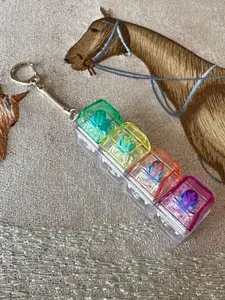 LED Keyboard Keychain Fidget Toy, Crystal Press Sensory Toy with Click Sound, Creamy Taste, Quiet Stress Relief for Adults and Kids, Cute Keychain