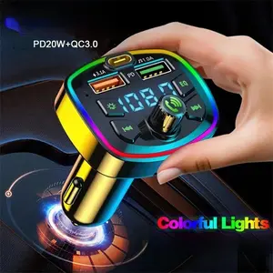 Car Bluetooth 5.0 FM Transmitter Wireless Adapter Mic Audio Receiver Auto MP3 Player 2.1A Dual USB Fast Charger Car Accessories