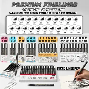 Micron Pen Set - 4/6/12/18/21 Pieces, Fine Point Pens, Ideal for Drawing, Sketching, Writing, Perfect Gift for Students