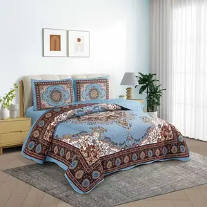 Double-Sided Quilt Cover Set, Summer Reversible Luxury Quilted Bedspread, Floral Pattern, Twin & Queen Size, Lightweight & Comfortable