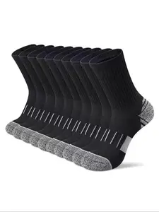 Men's Sporty Crew Socks, Colorblock Design, Breathable & Moisture-Wicking, Soft Comfort, Ideal for All Seasons, Marathon Running, Basketball, Soccer