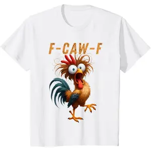 Funny Rooster Meme Shirt, F-CAW-F Chicken Humor Tee, Silly Farm Animal Graphic Top, Birthday Gift for Men Women-A27