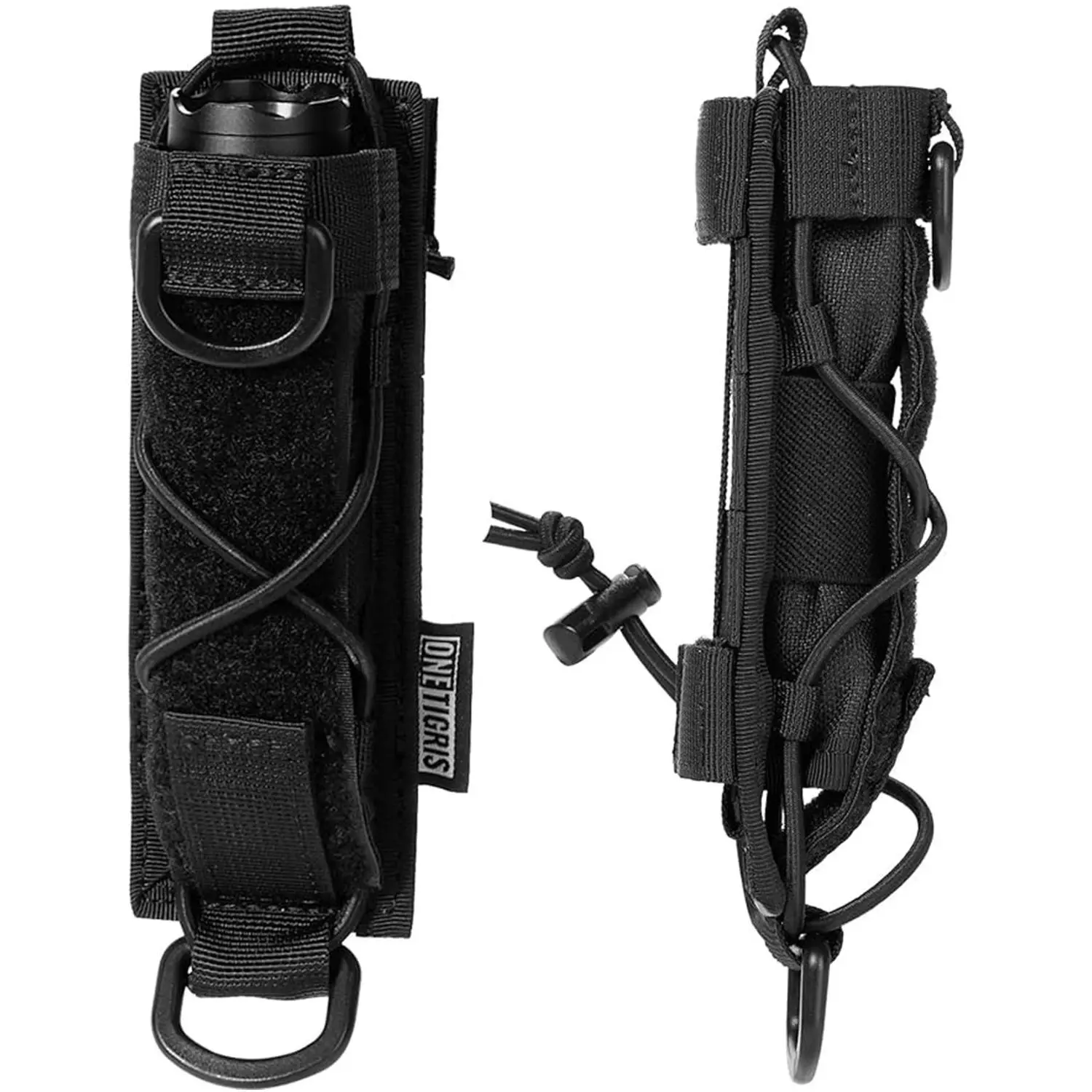 OneTigris Flashlight Holster Molle Flashlight Holder for Belt Tactical Pouch for Torch Linear Hand Tool with Open-top MOLLE Strap for Vertical & Horizontal Carrying-Unique Gift for Men