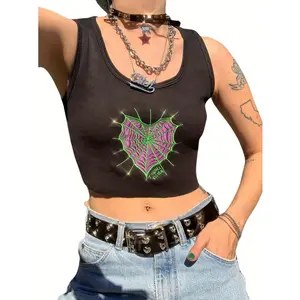 Y2g Women's Fashion U-Shaped Embroidered Midriff-Baring Top Fashion Sleeveless Top