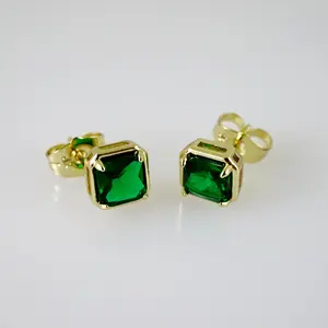 Earrings – Aretes – Zircon Stone – 14K Real Color