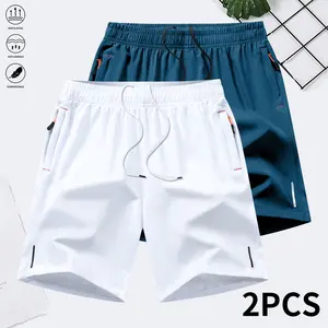 2-piece set,  zipper pocket thin  quick drying fabric , summer ice silk beach , ice fast drying sports and leisure pants, basketball , reflective strip design,  wear, plain pants, suitable for running and fitness