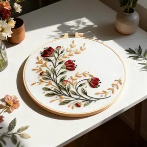 DIY Printed Canvas Cross Stitch Kits Flower Embroidery Supplies Stamped Pattern Starter Kit For Beginners Home Decoration Gift