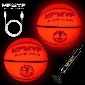 Streetball Glow Basketball Size 7 – Impact LED Rubber Basketball with USB Charger & Pump – Rechargeable Light Up Basketball for Night Outdoor Games – Ideal for Adult Pickup & Training