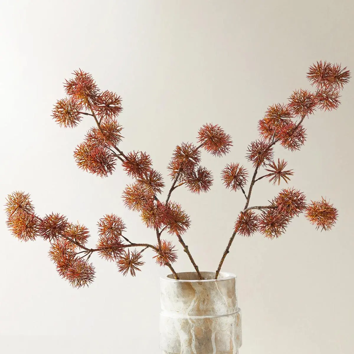 Z Gallerie 27-in Faux Plastic Fall Thistle Plants with Textured Seed Heads - Set of 3, Minimalist Botanical Aesthetic Home Decor Centerpieces for Wreaths Ornaments