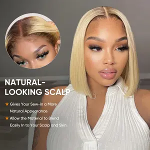 [Spring Musts] Wiggins Hair 4/613 Bob Wig Human Hair Straight Blonde Lace Closure Wig Pre Cut Lace Glueless Wigs Lace Closure Wig With Pre Plucked Hairline WeeklyDeals #SpringStatements