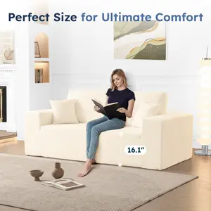 ORHOPUI Sink-In Experience 2-Person Sofa No Tools Assembly High-Elasticity Sponge Compact Loveseat for Living Room Apartment Dorm
