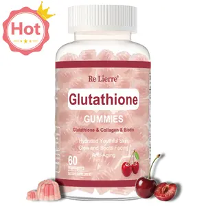Glutathione & Collagen Gummies Supplement, for Women Cherry Flavor 60 Count Contains Vitamin C E D-Biotin Hyaluronic Acid