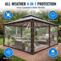 Block Pollen Dust Clear Patio Curtain - Heavy Duty PVC Outdoor Enclosure, WaterproofWindproof Transparent Tarp, Gazebo Porch Panels for Furniture Protection