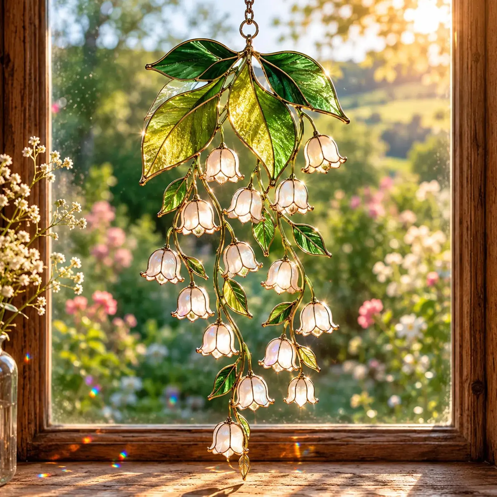 Lily Of The Valley Suncatcher, Floral Window Hanging, Birth Flower Decor, Botanical Gift For Mom