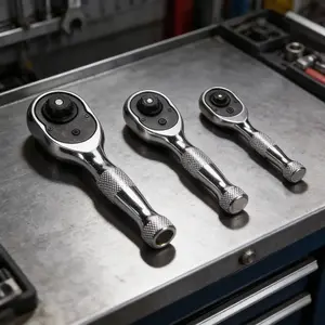 3pcs/set Compact 72-Tooth Ratchet Wrench Short Handle Auto Repair Tools 1/4 3/8 1/2 For Household Repairs