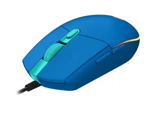 Logitech G203 Wired Gaming Mouse, 8,000 DPI, Rainbow Optical Effect LIGHTSYNC RGB, 6 Programmable Buttons, On-Board Memory, Screen Mapping, PC/Mac Computer and Laptop Compatible - Blue