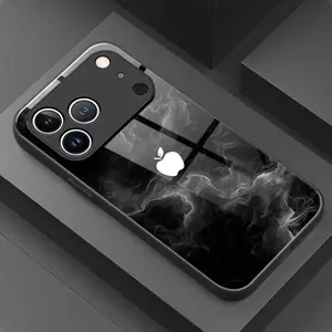 A phone case with dark ink pattern Apple pattern, Suitable for iPhone 11, 12, 13, 14, 15, 16, 17 PIUS, Pro, and Promax