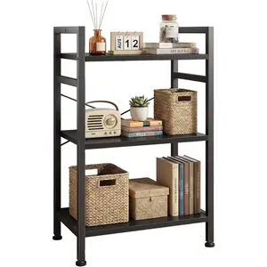 3 Tier Bookshelf, Narrow Space Saving Book Shelf 11"D x 16.5"W x 27.6"H, Tall Display Shelves for Small Apartments, Corner Storage Organizer for Living Room Bedroom Office