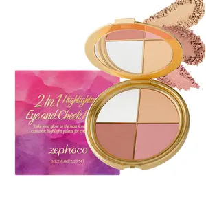 Eye & Cheek Palette - Eyeshadow and Highlighter Makeup, Face Highlighter Palette for Women, Multitasking Blush, Highlighting Eye & Cheek Palette, 4-In-1Makeup Palettes Kit, Natural Glow Contour Powder