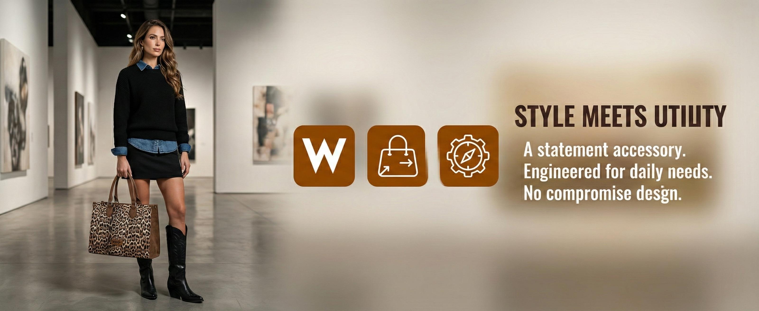 Wrangler Leopard Print Tote Bag for Women Western Large Work Satchel Handbag with Zippered Pocket & Detachable Strap