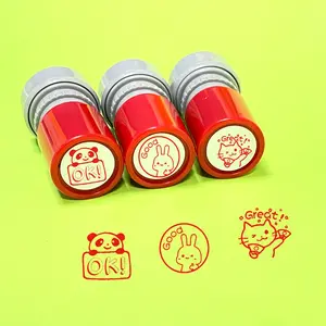 Round Automatic Ink Stamp for Teachers, Fun Phrases Encourage Students, Multiple Colors Available, Durable Plastic Material