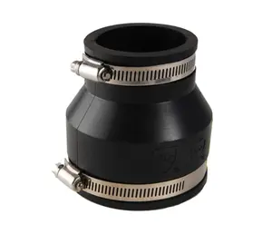 Rubber Flex Coupling 4" x 3" Black Flexible Component with Metal Rings for Mechanical Systems Durable & Flexible Connection