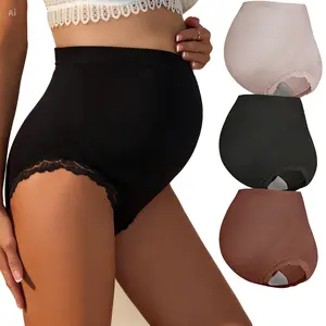 3PCS High Waist Maternity Briefs Durable Soft Tagless Seamless Pregnancy Panties Comfort Fit Sizes S-L for Repeated Wear, Maternity Underwear