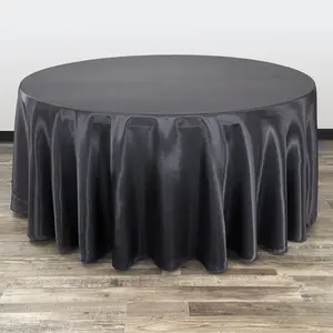 132 inch Satin Round Tablecloth Black