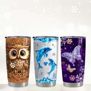 Sandjest Animal 20oz Iced Coffee Tumbler with Lid, Insulated Stainless Steel Reusable Travel Mug Drinkware, Cup Holder Friendly, Holiday Gift