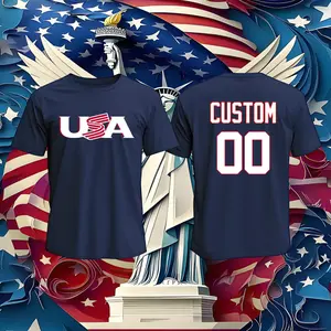 Custom Team USA Baseball T-SHIRT,  NAVY AND WHITE Collection All Stitched Fan Shirt