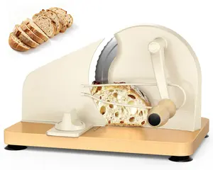 Upgrade Manual Bread Slicer for Homemade Sourdough Bread, Classic Hand Crank Home Bread Slicer With Scale Line and Steel Fence, Sharp Blade, Adjustable Width for Homemade & Commercial Use