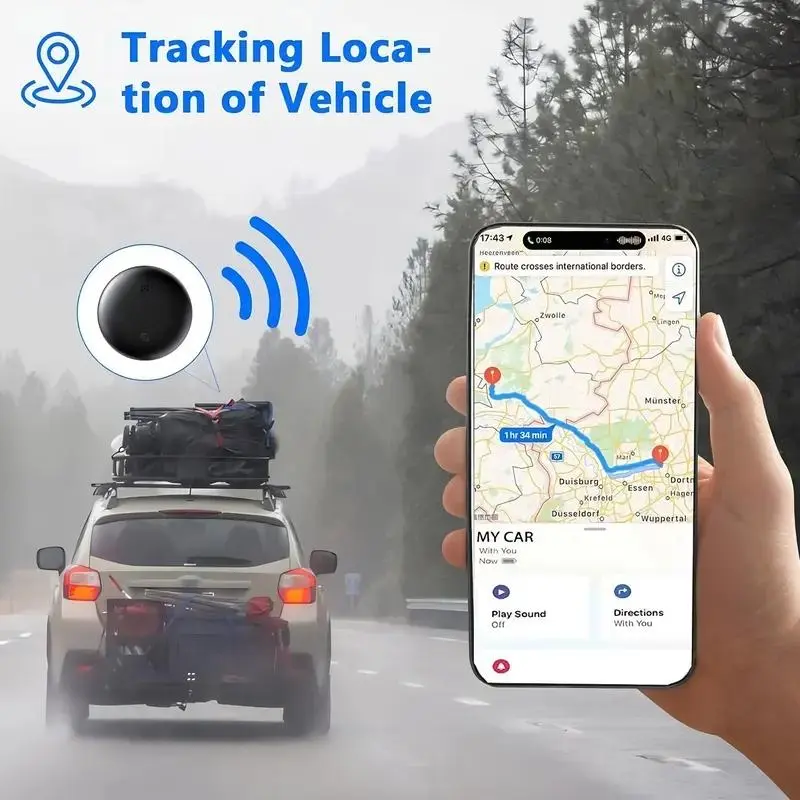 Fidget Toy & GPS Tracker for Car - Portable Mini Hidden Tracker with Weatherproof Magnetic Case, No Monthly Fee, Global Coverage Anti-lost Device, Works with Apple Find Me (iOS Only) for iPhone