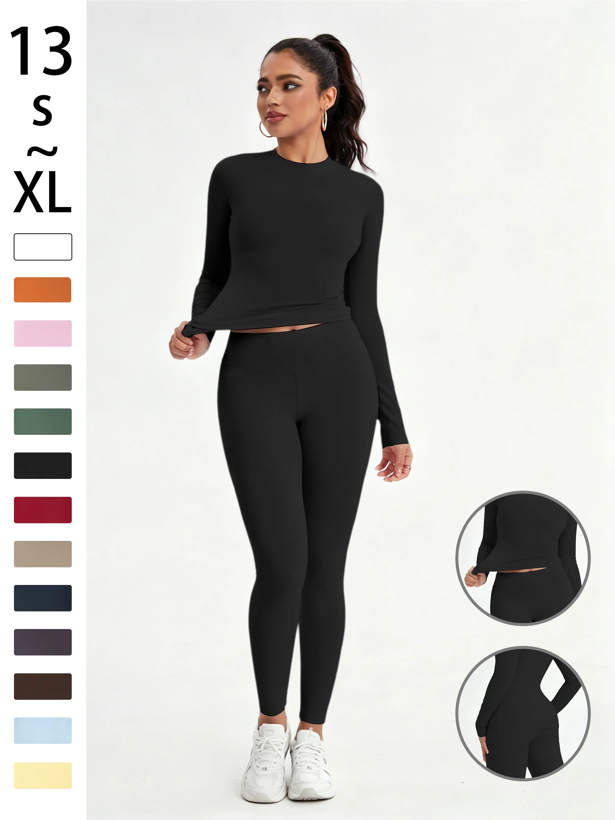 2-Piece Solid-Color Athletic T-Shirt Set Women's Sportswear Set, Slim-Fit RoundNeck Short Sleeves & High-Waisted YogaPants, Ideal for Gym Running OutdoorActivities,  Stretchy Suit Set, Fitness Outfits,Workout Running Outfits-8628