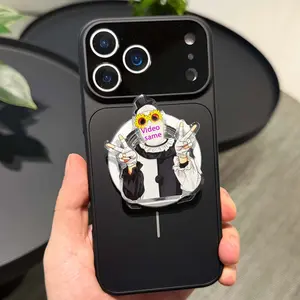 Magnetic Collapsible Phone Grip Holder Stand with Cute & Stylish Doll Expanding Design,Swappable Top, Secure Hold for iPhone MagSafe Cases,Smartphone Tablet Cell Phone Accessory Wireless Cellphone