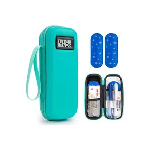 Zaleeta Insulin Cooler Travel Case with Temperature Display, Durable Insulated Bag, Diabetes Travel Refrigeration Medical Box, Thermal Insulated, Includes 2 Ice Packs for Daily Use, Insulated Portable Cooler, Travel Essentials