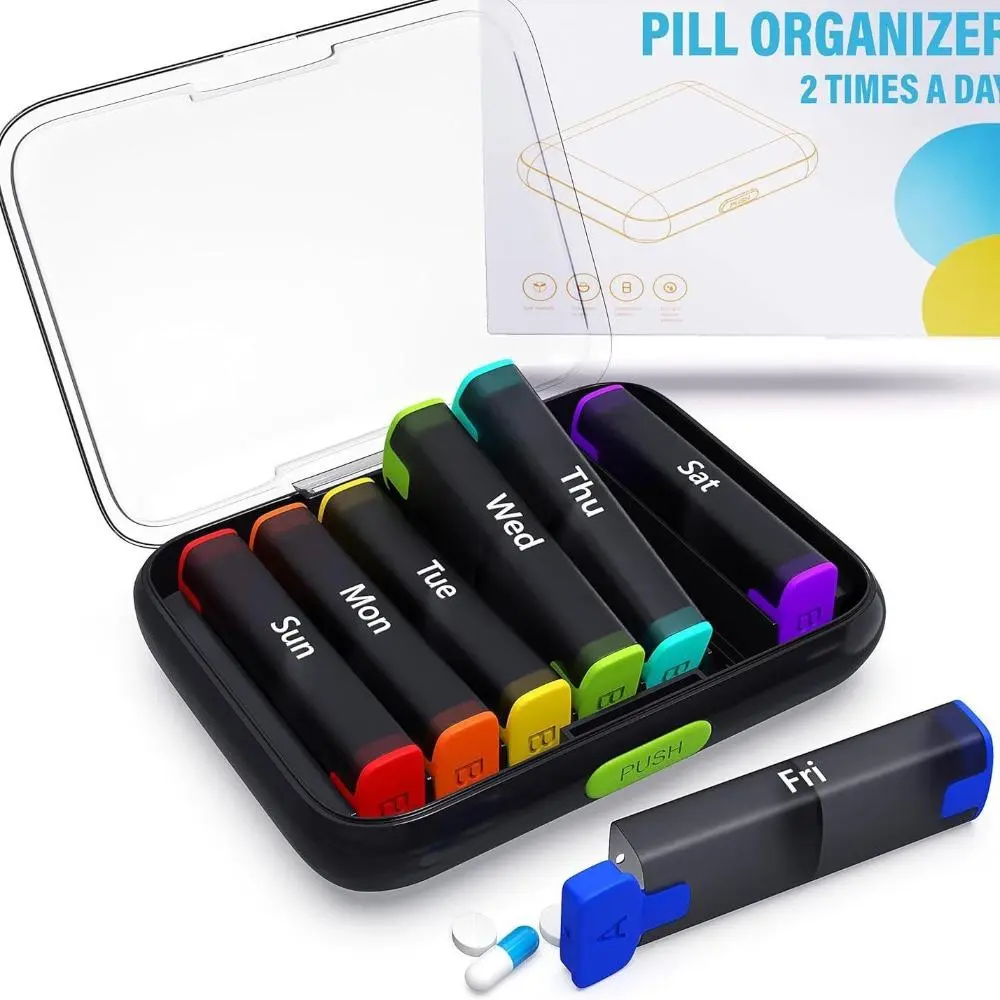 7-Day Weekly Lightweight Portable Pill Organizer - Multi-Compartment Sealed for Travel, Daily Outdoor Sports & Leisure Use, Vitamin Organizer