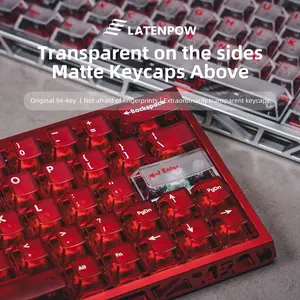 Latenpow Foggy Transparent Keycaps PBT Keycap Set for Mechanical Gaming Keyboard DIY 68/75 Layout 94 Keys