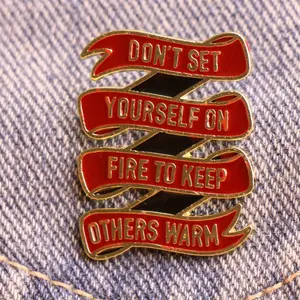 Metal Enamel Quotes Brooch Fashion Backpack Badge Dress Up