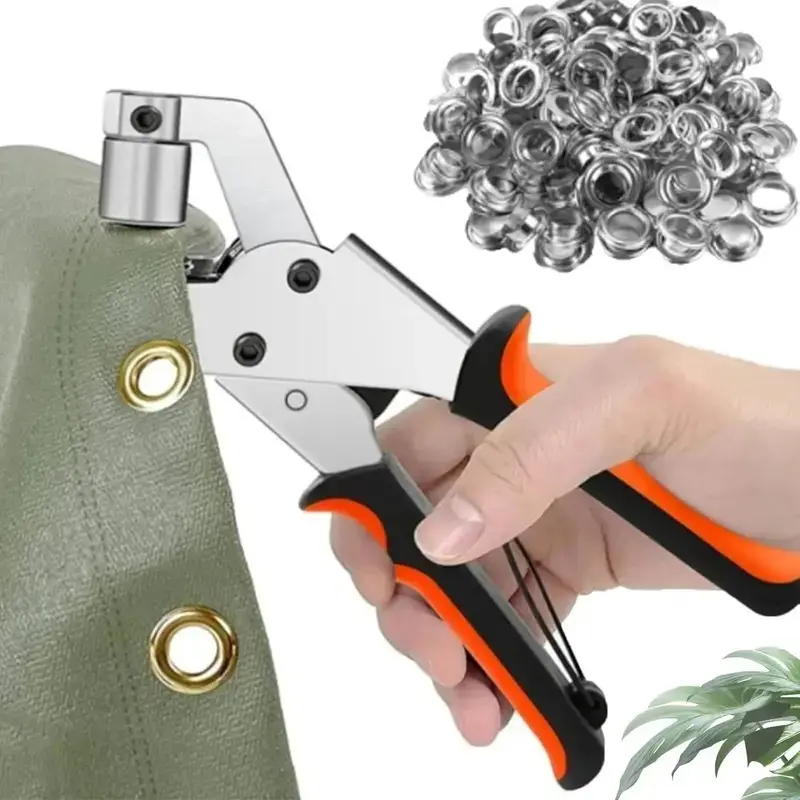 Professional Grommets Kit, Multi-Functional Grommet Handheld Pliers, 3/8 Inch Heavy-Duty Portable Eyelet Setter Tool, for Punching Round Holes In Leather, Belts, Tarps, Fabric,