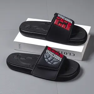 Summer shoes, open toe, adjustable upper, men's sandals, fashionable sports slippers, basketball pattern, multiple colors, suitable for vacation surfing, home slippers