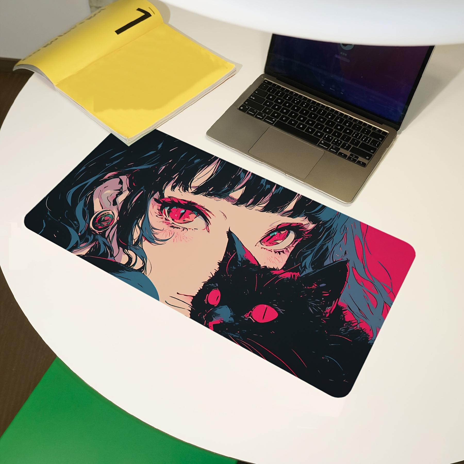 1pc Large Anime Style Mouse Pad-Non-Slip Washable Desktop Mat, with Overlock Design, Office and Game Use, Durable Gift for Boyfriend/Girlfriend, Mouse Pad Suitable for Desktop