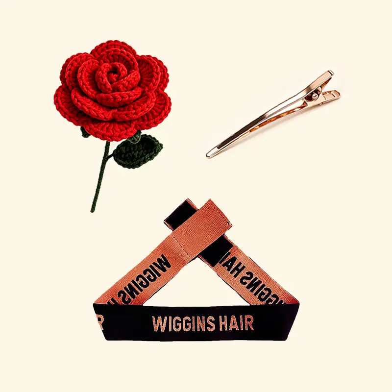 [Free Shipping] Wiggins Hair Gift Set With Elastic Band & Clip & Knitted Flower & Edge Brush, Gift For Girls & Women