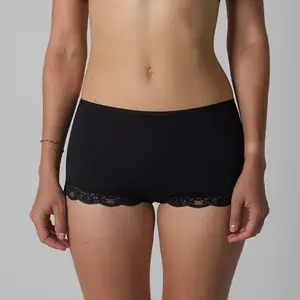 Fits Everybody Lace Boy Short Underwear Soft Stretch Mid-Rise Women's Panties with Elegant Lace Trim Flexible Full Coverage Fit for Daily Wear