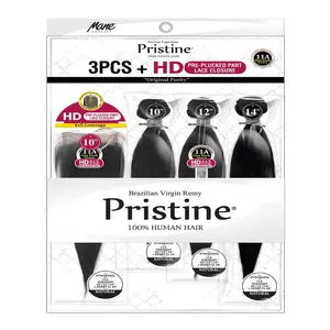 Mane Concept Pristine PTW402 - 11A Straight 3PCS + HD PRE-PLUCKED PART LACE CLOSURE