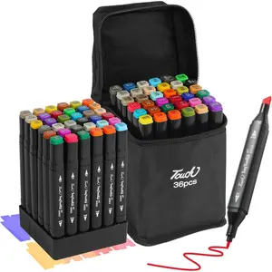 36 Colors Dual Tips  Markers, Permanent Sketch Art Markers Pens Set with Pen Holder for  Adults Coloring,Painting, Sketching, Illustrations