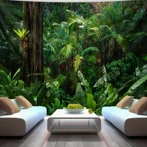 Tropical Rainforest Plant Backdrop Jungle Forest Backdrop Botanical Aesthetic Background Cloth Nature Tapestry Wall Hanging Photography Background Polyester Fiber Living Room Bedroom Office Hostel Party Decor Studio Prop