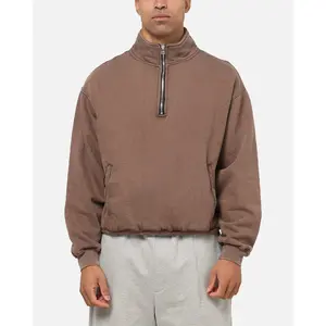 American Thrift Leisure Quarter Zip Mock Neck Sweater Washed Brown