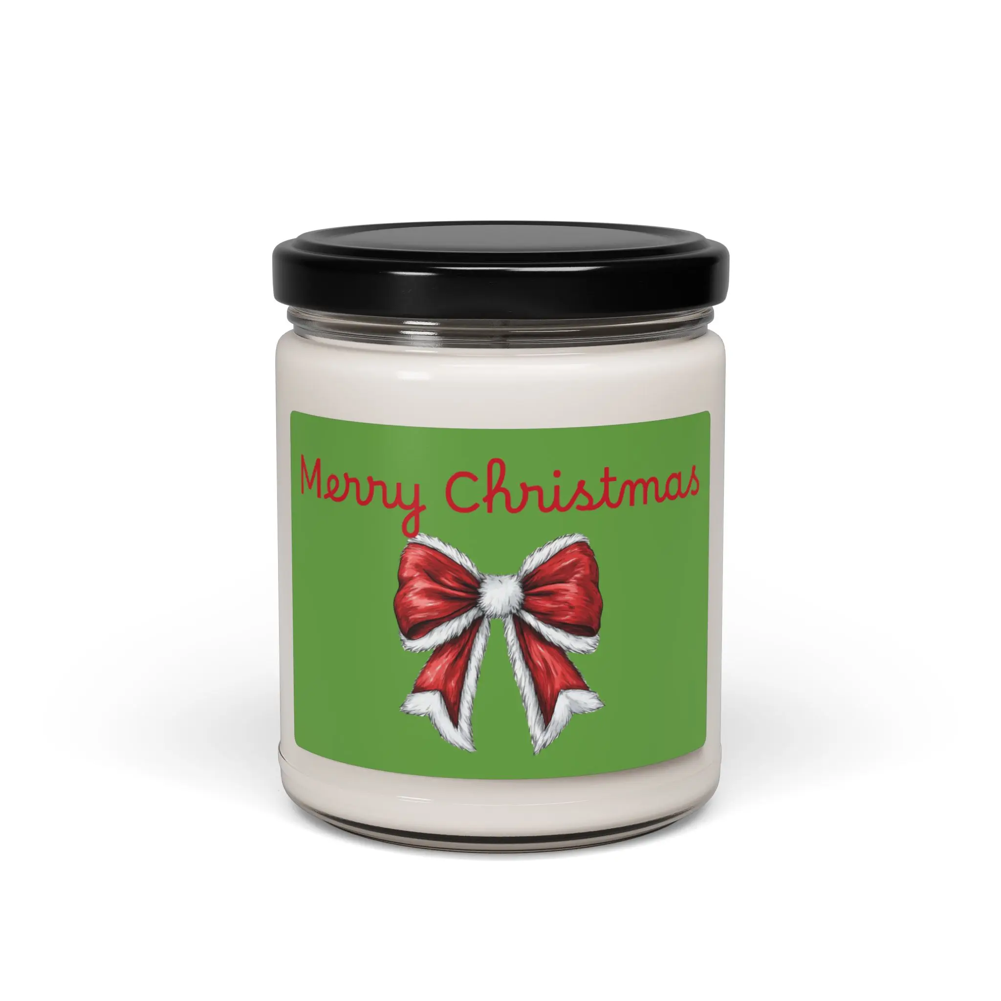 Scented Candle, Merry Christmas Red Coquette Bow, Holiday Home Decor, Festive Aromatherapy Gift, Seasonal Soy Wax, Christmas Candle, 9oz